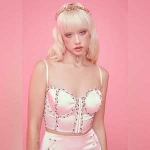 Dolls Kill Sugar Thrillz Language Of Flowers Floral Satin Bustier Size Small